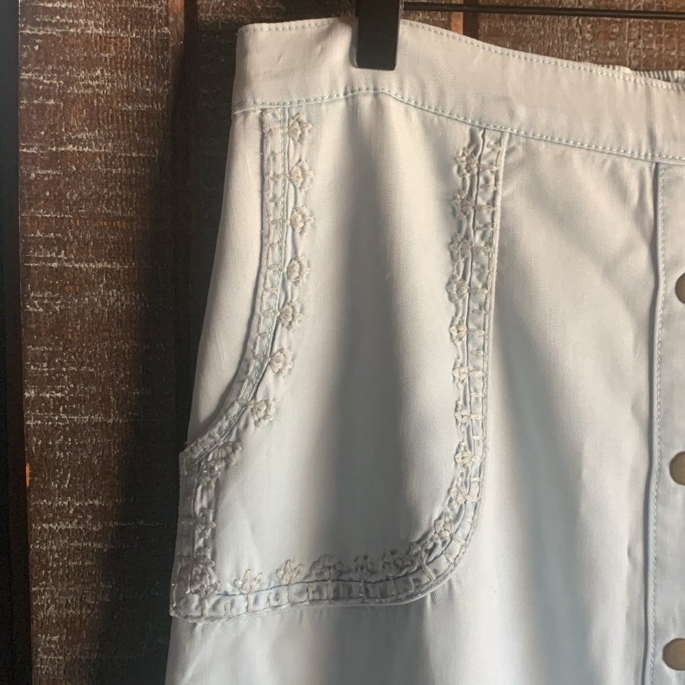 Soft Surroundings A-line skirt size small light blue embroidered coastal soft - Picture 4 of 13